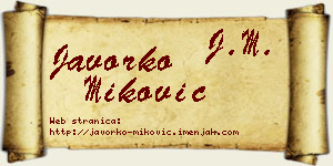 Javorko Miković vizit kartica